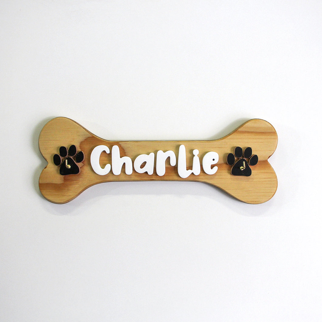 Bone Shaped Collar or Leash Holder Personalised